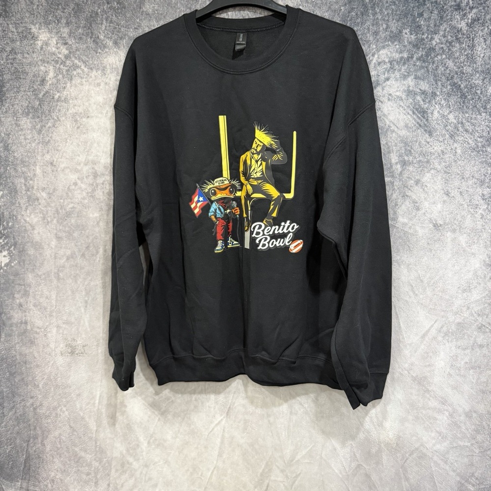 Bad Bunny Benito Bowl Puerto Rico Crewneck Sweater Black XL Super Bowl 1/2 Time